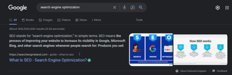 Google featured snippet example
